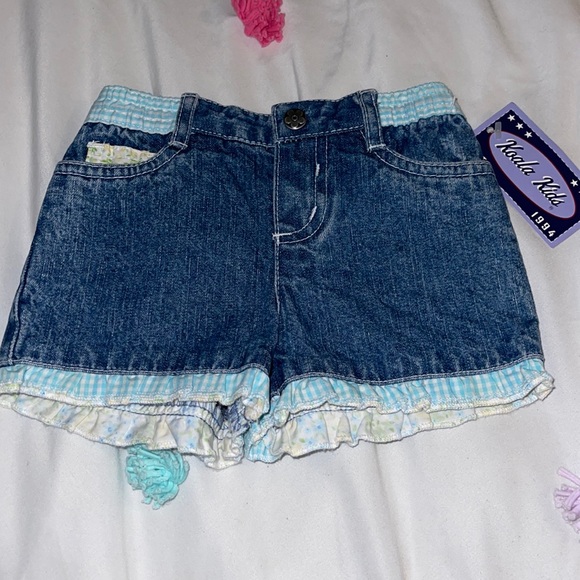 Vintage Koala Kids Gingham Denim Shorts - Picture 1 of 4